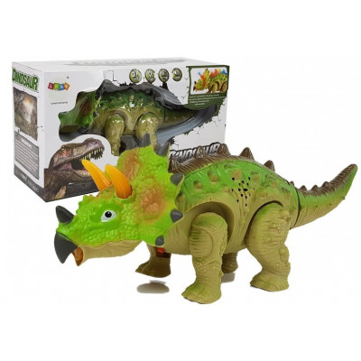 Dinosaurus Triceratops na batérie - zelený